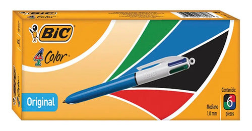 Boligrafo Bic 4 Colores Caja Con 6 Piezas Blanco Azul/rojo/negro/verde