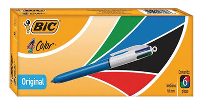 Boligrafo Bic 4 Colores Caja Con 6 Piezas Blanco Azul/rojo/negro/verde