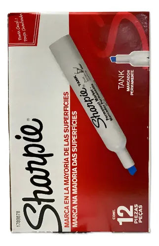 Rotulador Permanente Sharpie 12un Azul Con Punta Biselada Azul