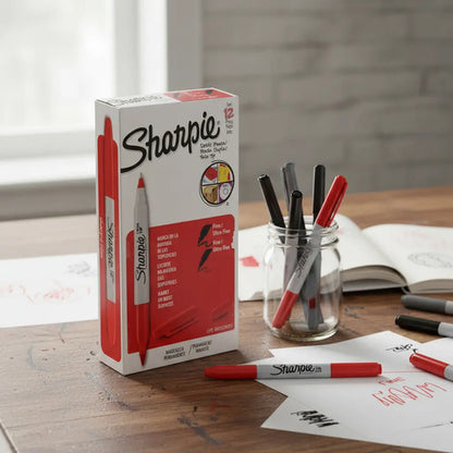 Marcador Permanente Sharpie Doble Punta Con 12 Piezas Rojo Rojo