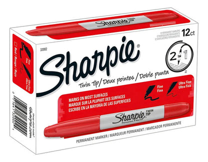 Marcador Permanente Sharpie Doble Punta Con 12 Piezas Rojo Rojo