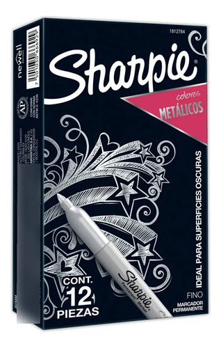 Marcador Sanford 39100 Sharpie Metalico Plata C/12 Metálico