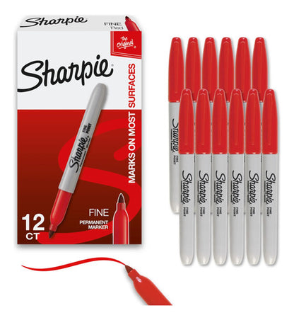 Marcador Sanford 30002 Sharpie Fino Rojo Permanente C/12 Pqt Rojo