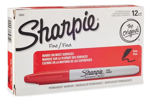 Marcador Sanford 30002 Sharpie Fino Rojo Permanente C/12 Pqt Rojo
