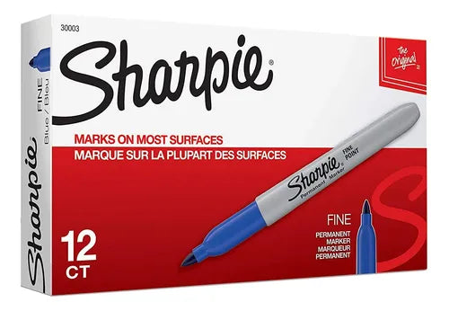 Marcador Sanford 30003 Sharpie Fino Azul Permanente C/12 Azul