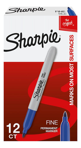 Marcador Sanford 30003 Sharpie Fino Azul Permanente C/12 Azul