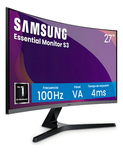 Monitor Samsung Essential S3 27 Curvo Fhd 100hz Hdmi Vga Ls27d390galxzx Negro