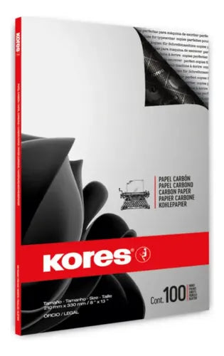 Papel Carbon Kores Typo A4 C/100 Hojas Negro