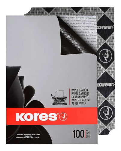 Papel Carbon Kores Typo A4 C/100 Hojas Negro
