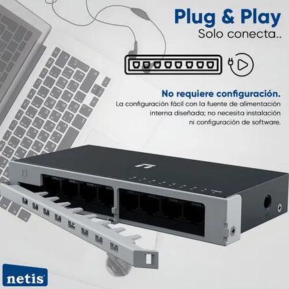 Switch Netis St108d, 8 Puertos Fast Ethernet 10/100, 1.6 Gb