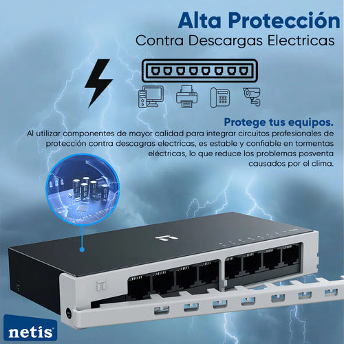 Switch Netis St108d, 8 Puertos Fast Ethernet 10/100, 1.6 Gb