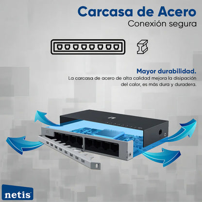 Switch Netis St108d, 8 Puertos Fast Ethernet 10/100, 1.6 Gb