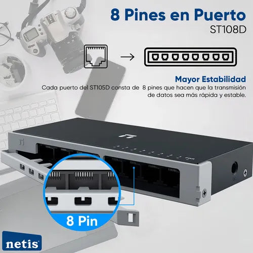 Switch Netis St108d, 8 Puertos Fast Ethernet 10/100, 1.6 Gb