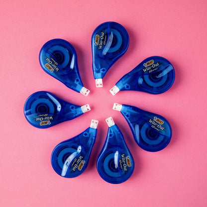 Cinta Correctora Blanca 12 M X 4.2 Mm Bic Con Cuerpo Azul 6 Piezas