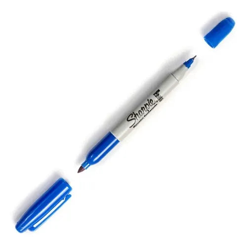 Marcador Permanente Sharpie Doble Punta Caja Con 12 Piezas Azul