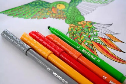 Plumones Lavables De Colores Kores X24 Piezas Punta Conica Brillantes