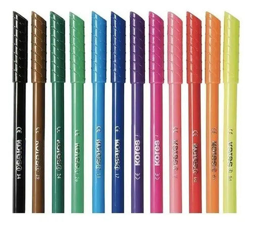 Plumones Lavables De Colores Kores X24 Piezas Punta Conica Brillantes
