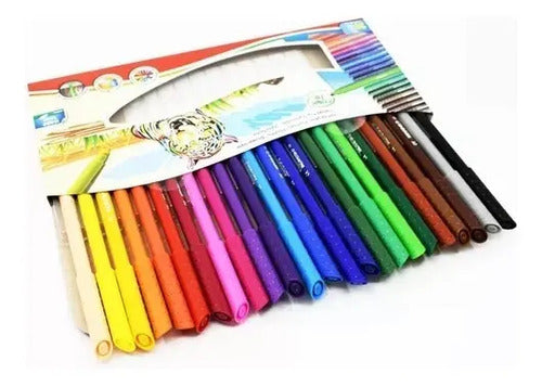 Plumones Lavables De Colores Kores X24 Piezas Punta Conica Brillantes