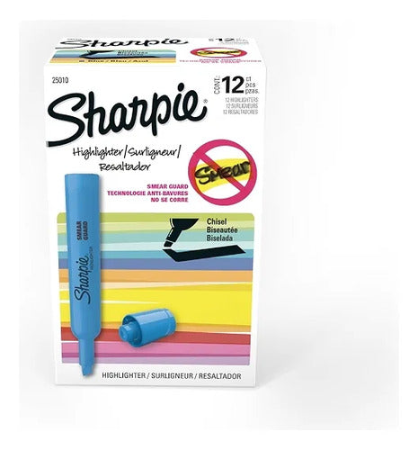 Resaltador Sharpie Color Azul C/12 Pzas Azul