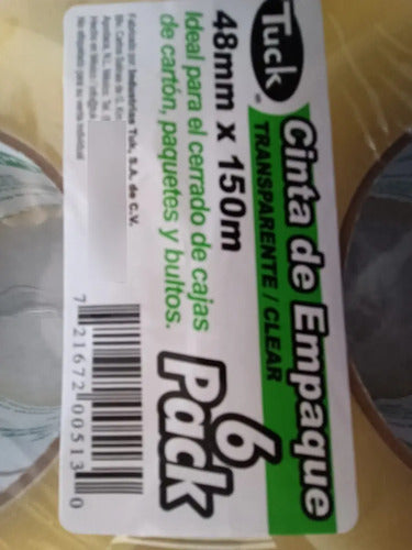 Cinta Adhesiva Embalaje Tuck Transparente 48mm X 150m Pack 6 Unidades