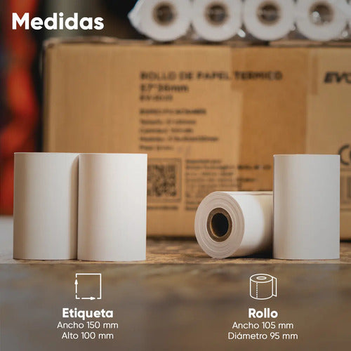Pack De 16 Rollos De Etiquetas Térmicas Evotec Ev-3012c Para Punto De Venta Blanco