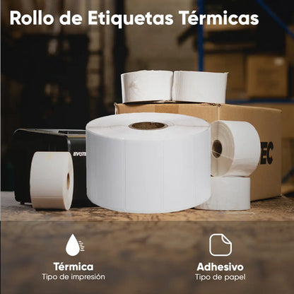 Evotec Rollo De Etiquetas Ev-3011c, 24 Rollos 2000 Etiquetas Blanco
