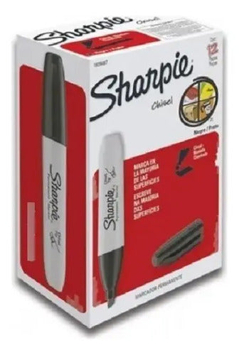 Marcadores Sharpie Punta Gruesa Cincel Chisel Negro Con 12