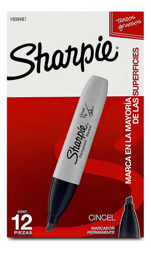 Marcadores Sharpie Punta Gruesa Cincel Chisel Negro Con 12