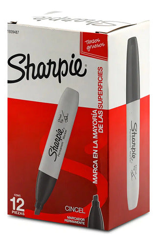 Marcadores Sharpie Punta Gruesa Cincel Chisel Negro Con 12