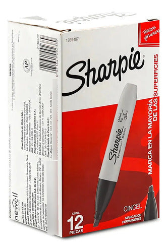 Marcadores Sharpie Punta Gruesa Cincel Chisel Negro Con 12