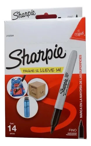 Marcador Plumón Permanente Sharpie Punto Fino 14 Piezas Negro