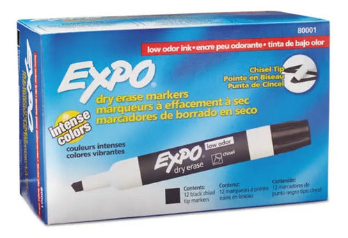 Marcador Pizarron Sharpie Expo Negro Cincel 12 Pzs Negro