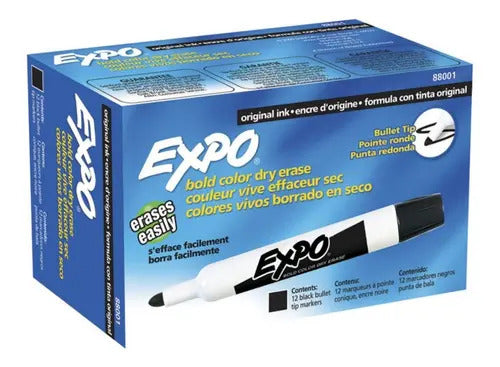 Marcador Pizarron Sharpie Expo Negro Cincel 12 Pzs Negro