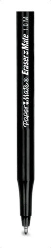 Bolígrafo Paper Mate Borrable Para Escritura Media, Pack De 12 En Tinta Negra Negro
