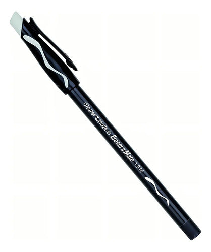 Bolígrafo Paper Mate Borrable Para Escritura Media, Pack De 12 En Tinta Negra Negro