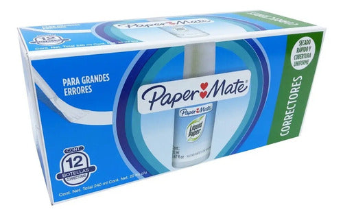 Corrector Papermate Líquido De Brocha 20ml Base Agua 12 Pzs