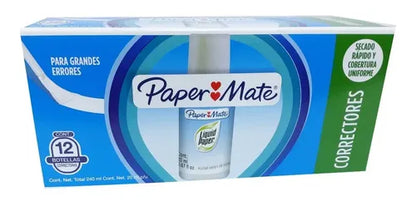 Corrector Papermate Líquido De Brocha 20ml Base Agua 12 Pzs