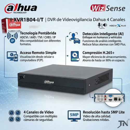 Dahua Dvr 4 Canales Dh-xvr1b04-i/t 1 Discos Duros, Máx. 6tb