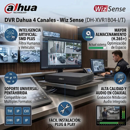 Dahua Dvr 4 Canales Dh-xvr1b04-i/t 1 Discos Duros, Máx. 6tb