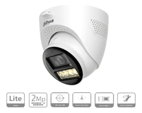 Cámara Domo Dahua 2mphdcvi Iluminador Dual Inteligente Audio Blanco