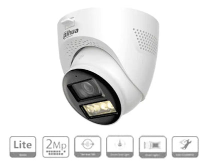Cámara Domo Dahua 2mphdcvi Iluminador Dual Inteligente Audio Blanco