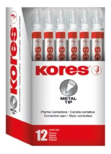 Corrector Líquido Kores Lápiz Punta Metálica X12