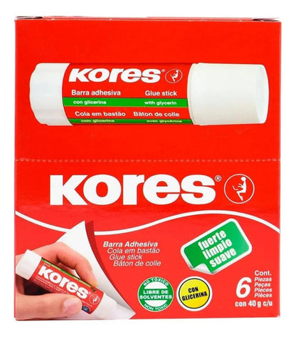 Lápiz Adhesivo Kores 40 Gr Paquete C/6 Piezas - 124029 /vc