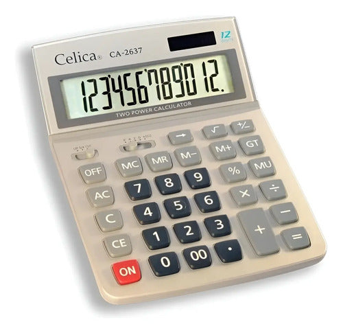 Calculadora Celica Ca-2637 12 Dígitos Cubierta Metálic /vc Color Plata