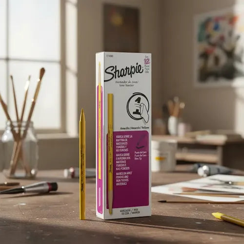 Marcador De Cera Sharpie Amarillo 12 Pzs