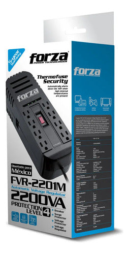 Regulador De Voltaje Forza 120v 1100w 2200va 8 Contactos Negro