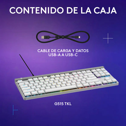 Teclado Gamer Con Cable Logitech G515 Tkl, Blanco Inglés Inglés Us