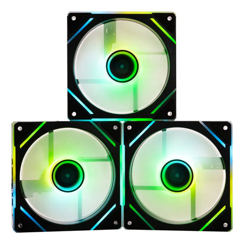 Kit De Ventiladores Para Cpu Naceb Na-0650n 3x 120mm Verde Azul Negro