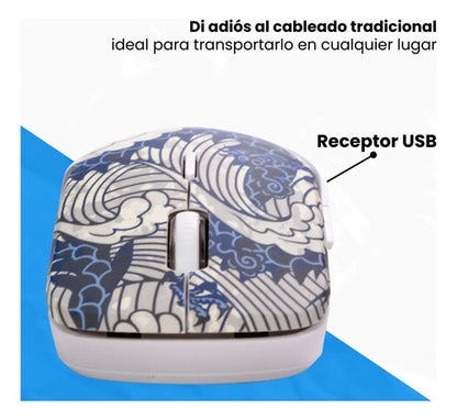 Naceb Tecnología Mouse Inalámbrico Na-0138a Color Azul Usb 2.4 Ghz 800, 1200 Y 1600 Dpi 3 Botones + Rueda Requiere Una P