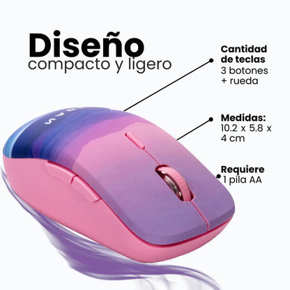 Naceb Mouse Inalámbrico Na-0138b Rosa 3 Botones Rosa